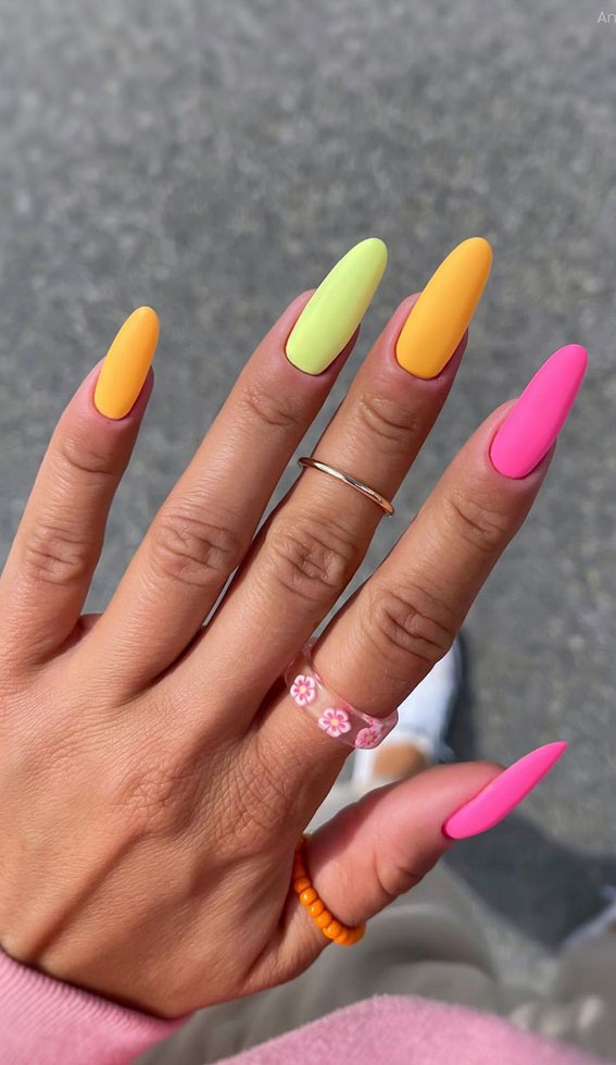 Chic Summer Nail Ideas Embrace the Season with Style : Different Colour Nails