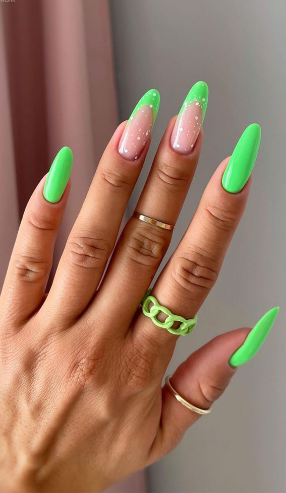 Chic Summer Nail Ideas Embrace the Season with Style : Green French Tip Nails