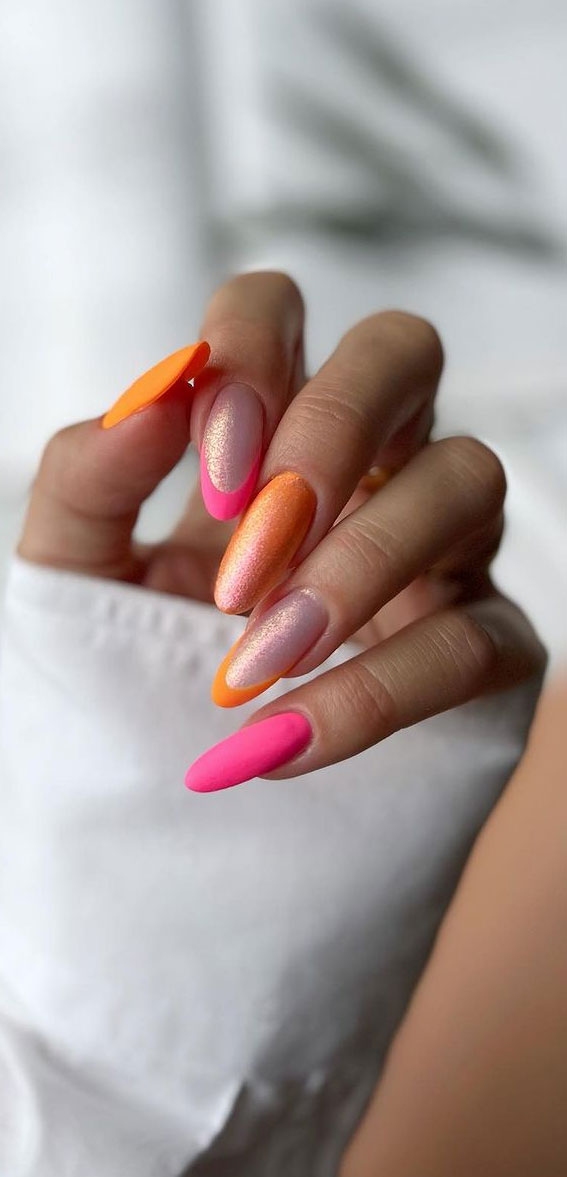 Chic Summer Nail Ideas Embrace the Season with Style : Pink and Orange Nails