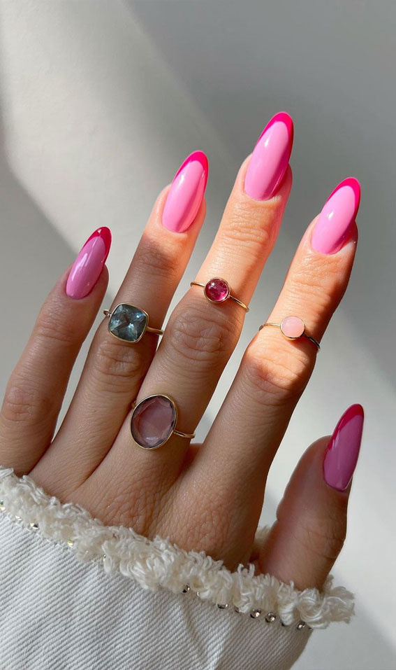 Chic Summer Nail Ideas Embrace the Season with Style : Two-Toned Pink Nails