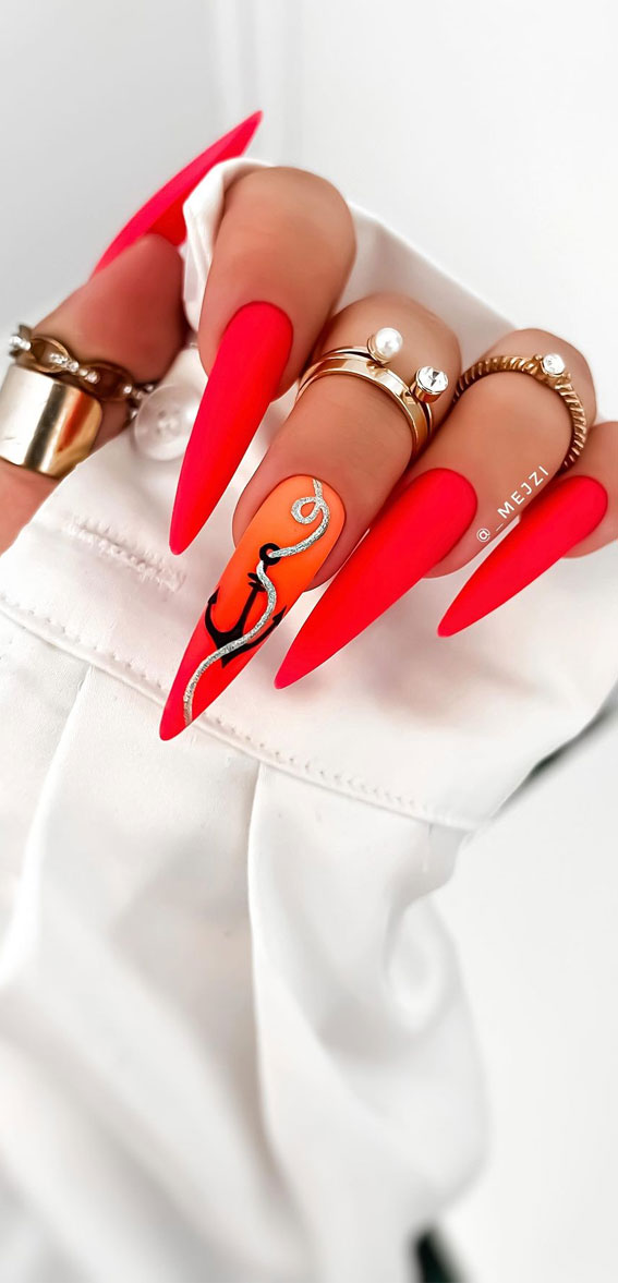 Chic Summer Nail Ideas Embrace the Season with Style : Sunset Tropical Vibe Nails
