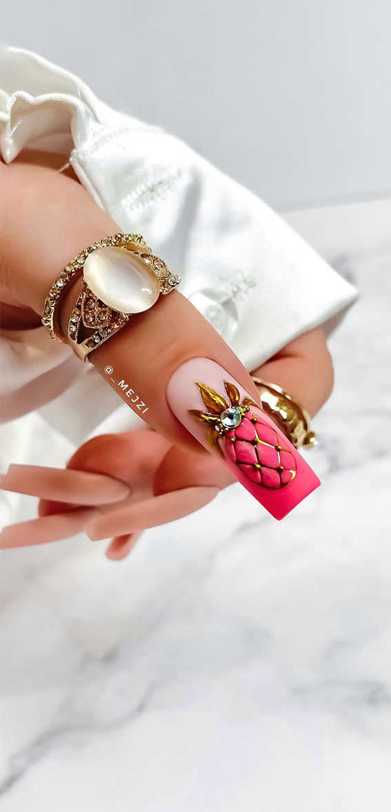 Chic Summer Nail Ideas Embrace the Season with Style : Pink Pineapple Nails