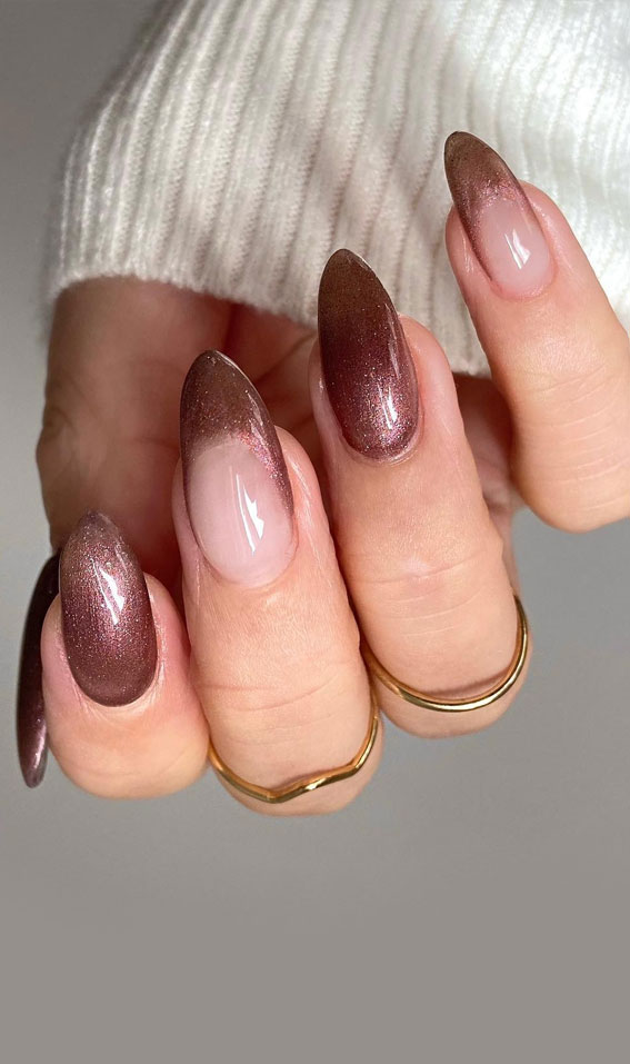 Embrace Autumn with Stunning Nail Art Ideas : Shimmery Copper Mauve Nails