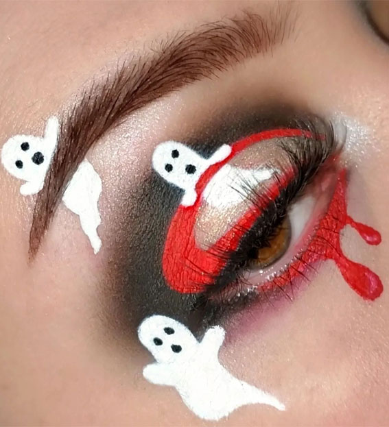 Creative Halloween Makeup Looks : Ghosties + Blood Drip