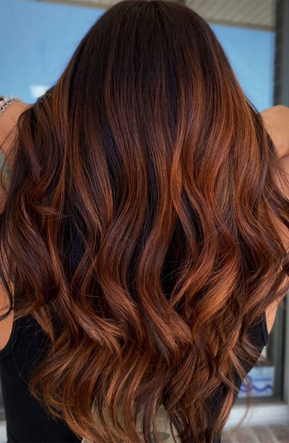 Warm and Inviting Fall Hair Colour Inspirations : Pumpkin Spice Balayage