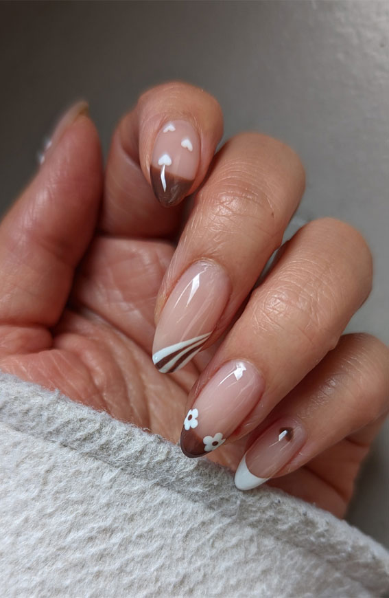 Embrace Autumn with Stunning Nail Art Ideas : Brown & White Nails