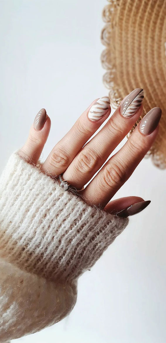 Embrace Autumn with Stunning Nail Art Ideas : Brown Zebra Print Nails