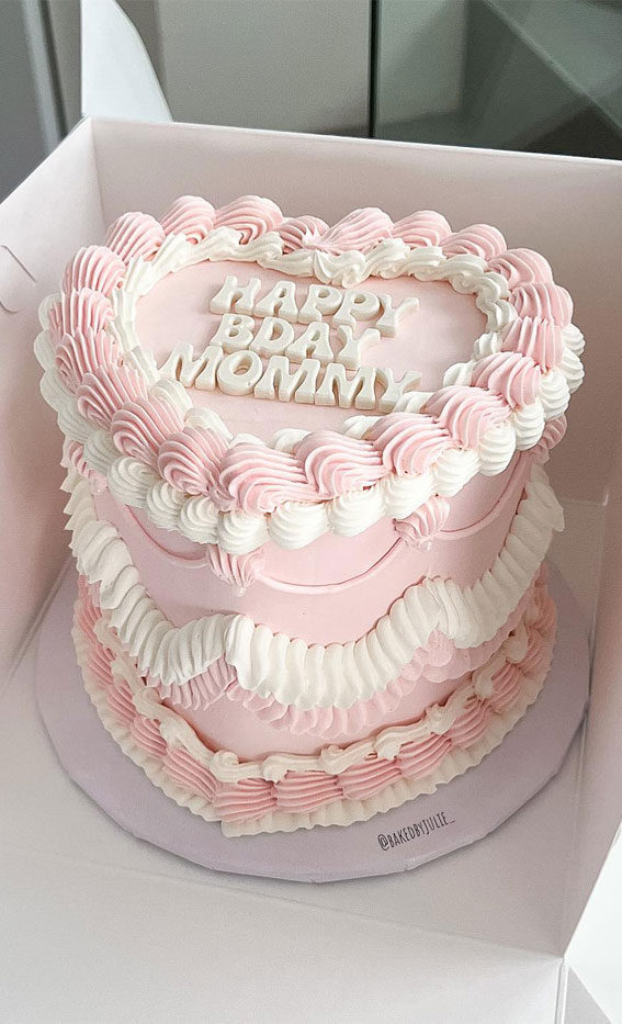 40 Delightful Lambeth Birthday Cake Ideas : Pink & White Birthday Cake for Mummy