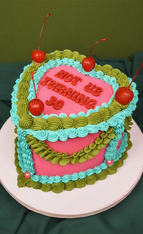 40 Delightful Lambeth Birthday Cake Ideas : Bright Blue, Green, Pink Cake