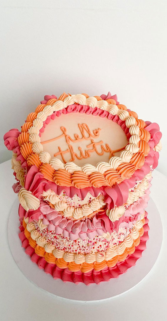 40 Delightful Lambeth Birthday Cake Ideas : Sprinkles, Frills & Pink & Orange Colour Palette