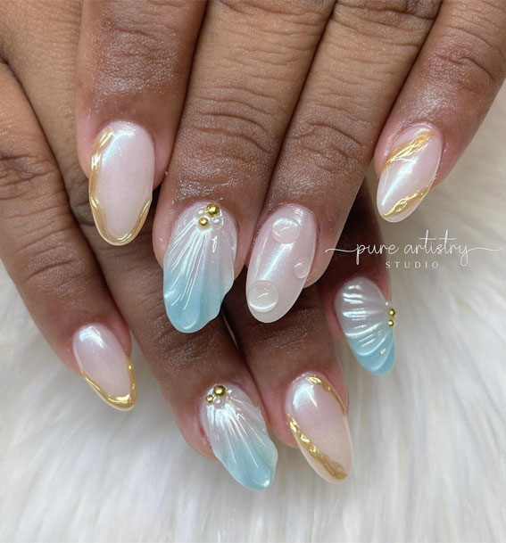 seashell nails, Seashell Nail color, Seashell Nail Polish Gel, Seashell acrylic Nails, Mermaid shell nails,Seashell nails simple, Seashell nails ideas, Seashell nails acrylic