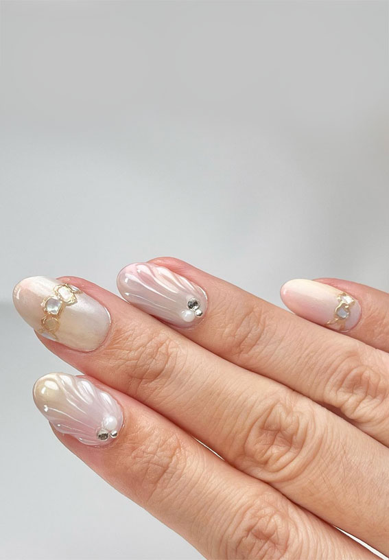 Buy Secret Lives® acrylic press on nails artifical designer fake nails  extension transparent nail with white design golden glitter 24 pieces set  with glue sheet Online at Low Prices in India -