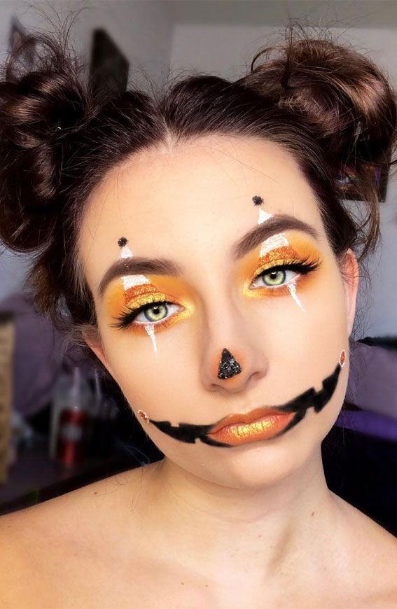 Creative Halloween Makeup Looks : Candy Corn Jack-O-Lantern