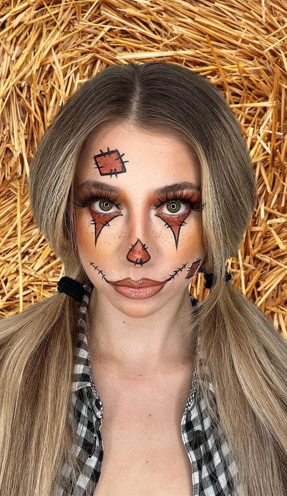 Creative Halloween Makeup Looks : Cute Scarecrow