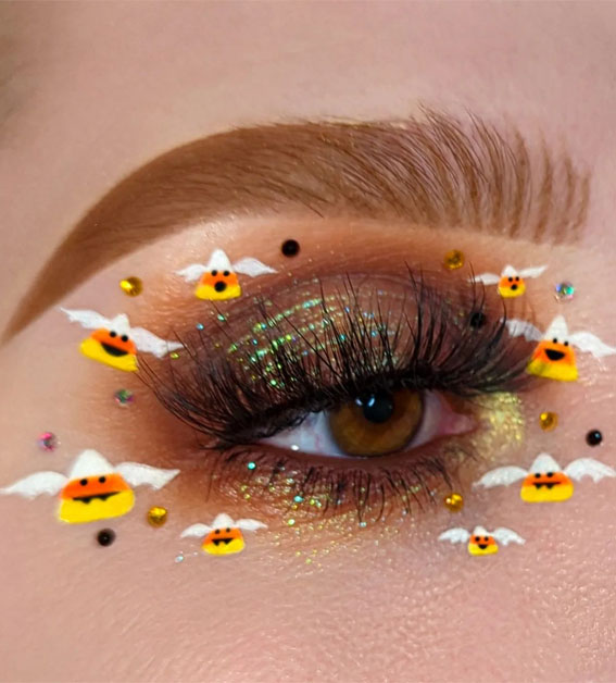 Creative Halloween Makeup Looks : Frying Candy Corn Eye Makeup Look