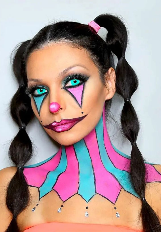 Creative Halloween Makeup Looks : Vibrant Clown