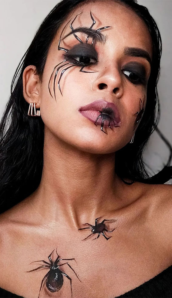 Creative Halloween Makeup Looks : Creepy Crawling Spiders