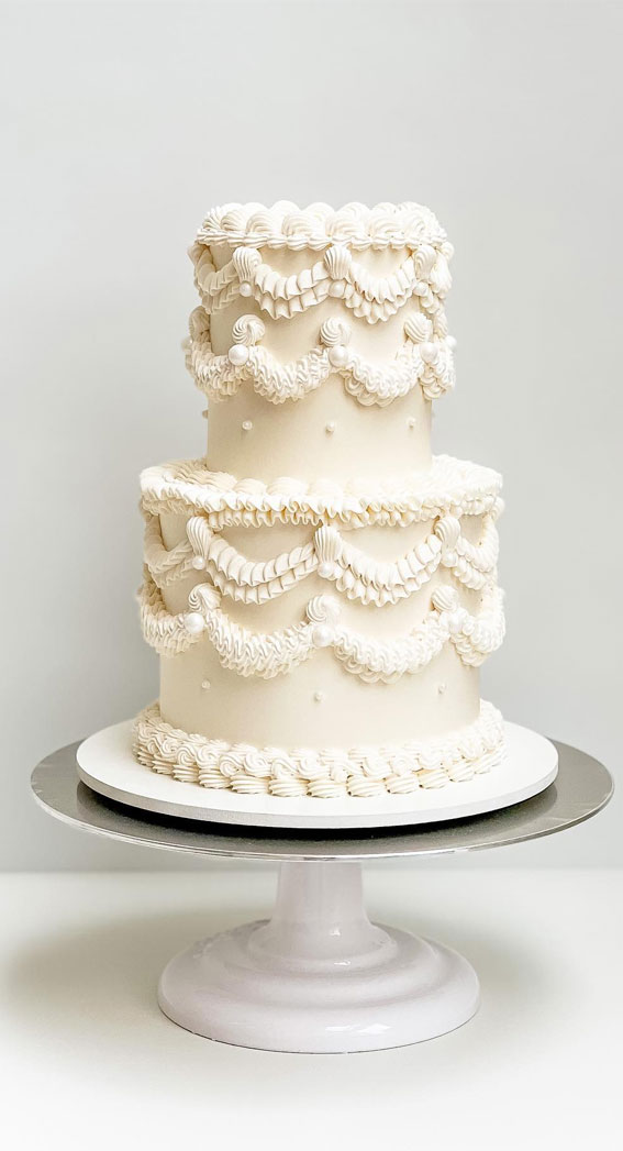 50 Cute Vintage Style Cake Delight Ideas : White Wedding Cake