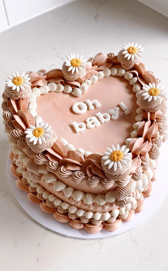 50 Cute Vintage Style Cake Delight Ideas : Peach-Pink Daisy Cake
