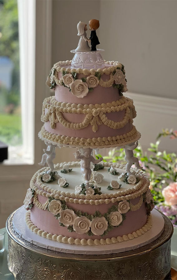 50 Cute Vintage Style Cake Delight Ideas : 1970s Wilton Wedding Cake