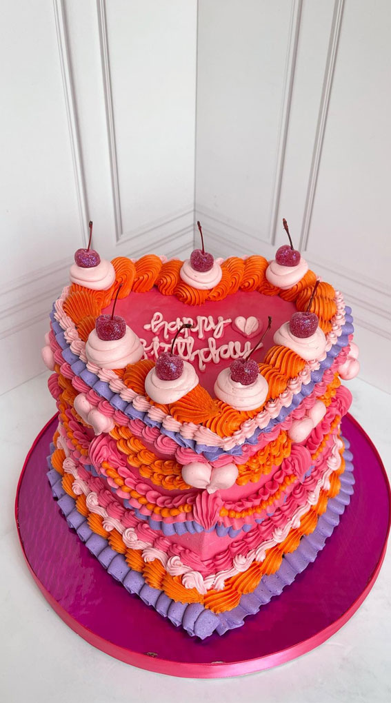 50 Cute Vintage Style Cake Delight Ideas : Dreamiest Bold Heart Cake