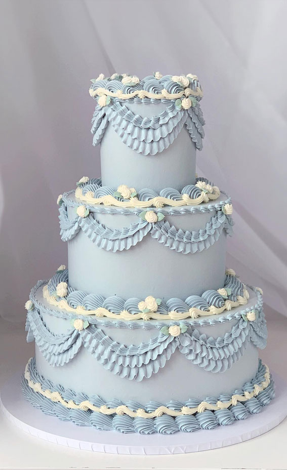 50 Cute Vintage Style Cake Delight Ideas : Duck Egg Blue Wedding Cake