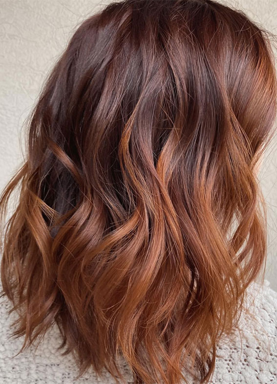 50 Fall Hair Colour Ideas for a Cozy Season : Brown Copper Blend