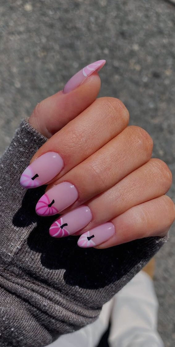 Thanksgiving Nail Art Delights : Pink Pumpkin Nails