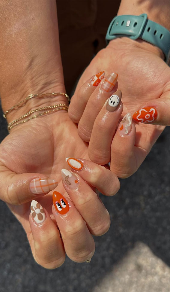 Thanksgiving Nail Art Delights : Orange Pumpkin Fun Nails