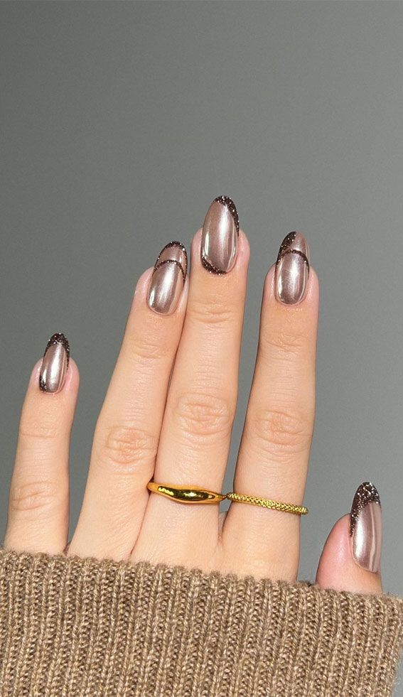 Thanksgiving Nail Art Delights : Chocolate Toned Double French Nails