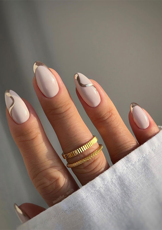 40+ Brilliant Chrome Nail Art Designs : Pastel Chrome French Tip Nails