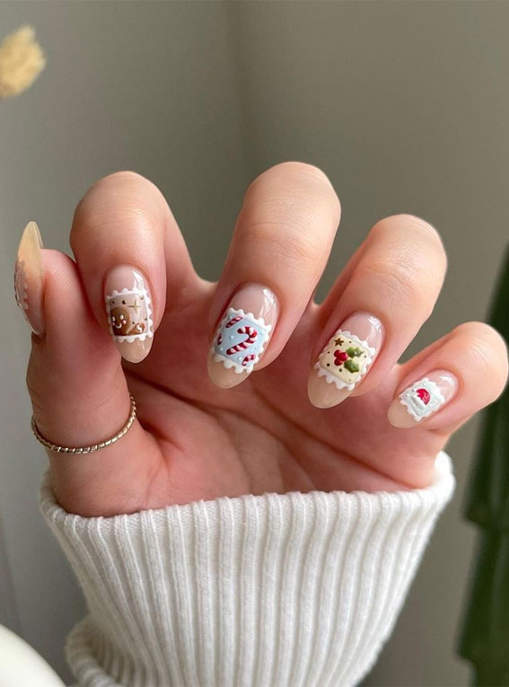 Festive Fingertips 52 Enchanting Christmas Nail Ideas : Christmas Stamp Nails