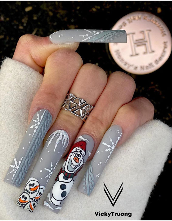 Winter Wonders 49 Festive Christmas Nail Art Designs : Olaf-Inspired Nails
