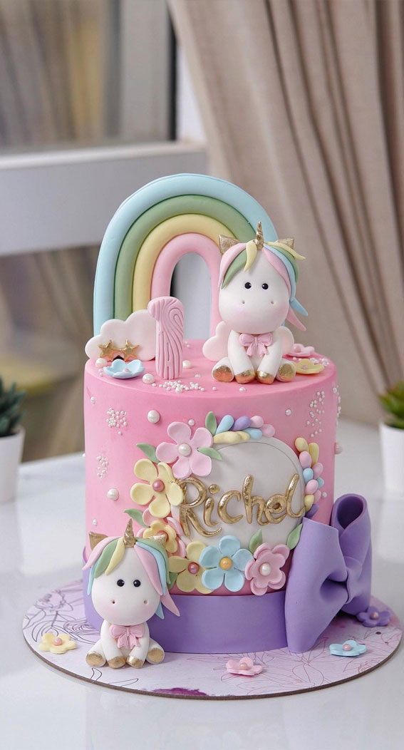 unicorn and rainbow 1st birthday cake, unicorn birthday cake, birthday cake, first birthday cake, first birthday cake ideas, first birthday cake, 1st birthday cake, cute first birthday cake