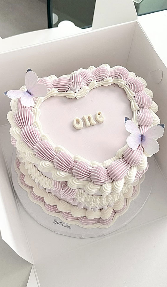 50+ Delightful 1st Birthday Cake Ideas for “Sweet Beginnings” : Heart-Shaped Lambeth Cake