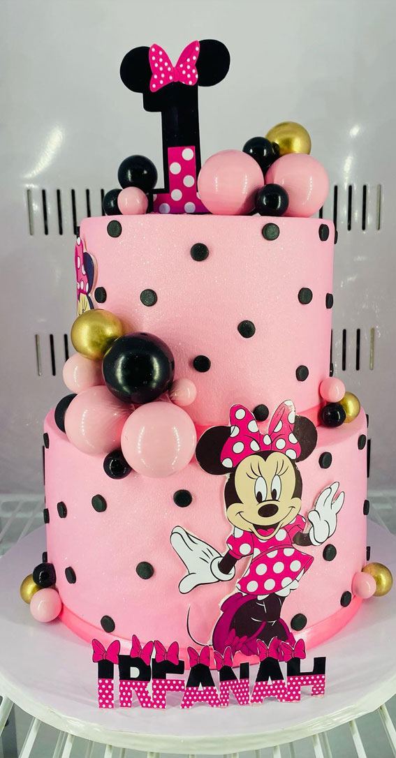 50+ Delightful 1st Birthday Cake Ideas for “Sweet Beginnings” : Minnie Pink Cake