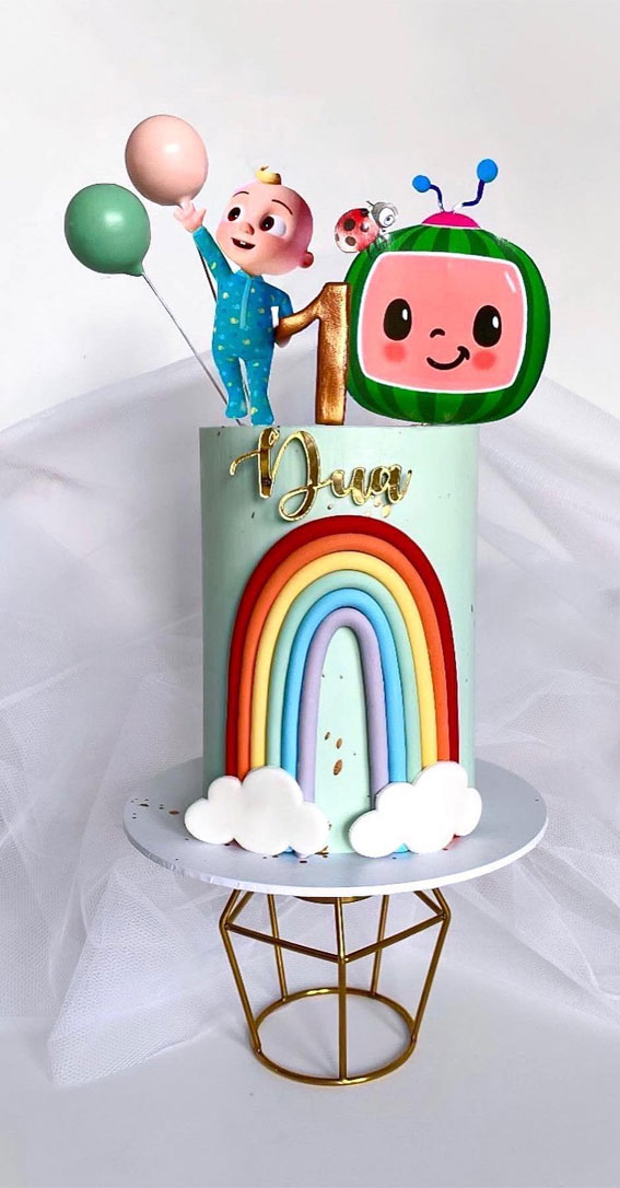 50+ Delightful 1st Birthday Cake Ideas for “Sweet Beginnings” : Cocomelon & Rainbow Cake