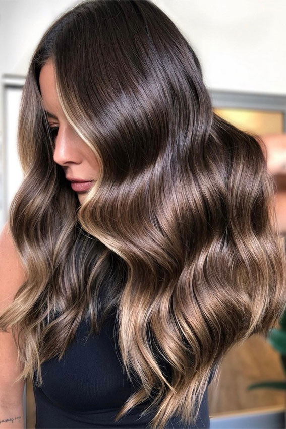 50+ Captivating Hair Colors for the Chilly Season : Ombre Chestnut & Hot Chocolate Balayage