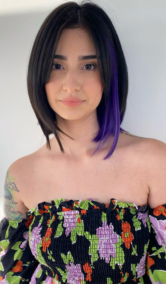 Sassy Short Hairstyles for Modern Elegance : Electric Violet Peek a boo