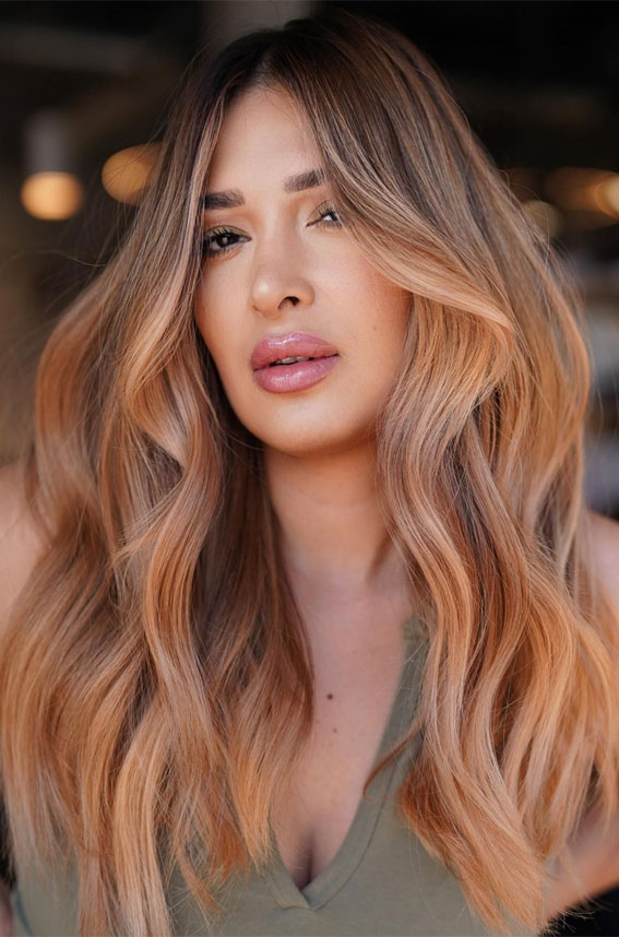 50+ Captivating Hair Colors for the Chilly Season : Peach Copper