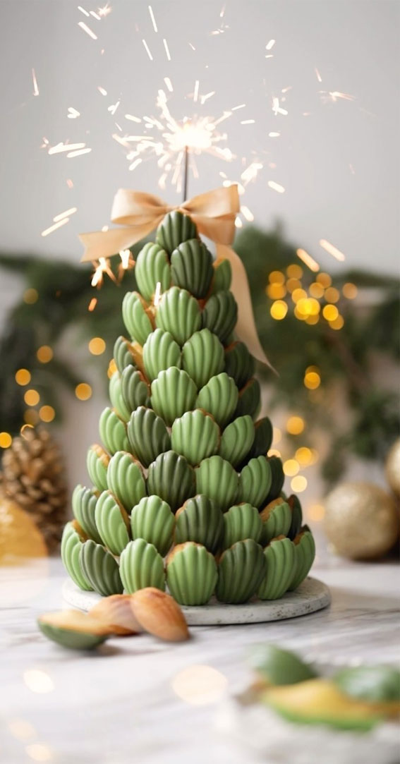 Festive Cake Ideas for Winter Wonderland Delights : Salted Caramel Madeleines Christmas Tree