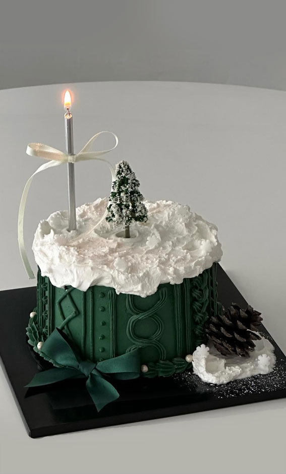 Festive Cake Ideas for Winter Wonderland Delights : Cozy Winter Charm Green Sweater Cake