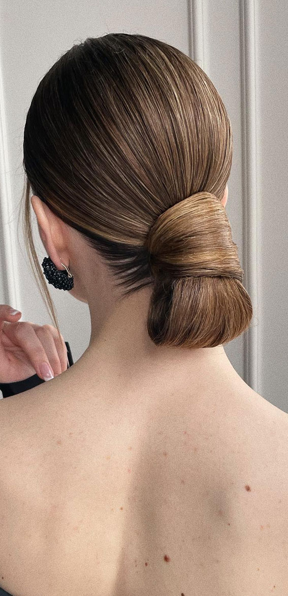 40 Timeless and Elegant Updo Hairstyles : Wrapped Pony Updo for Golden Brown Hair