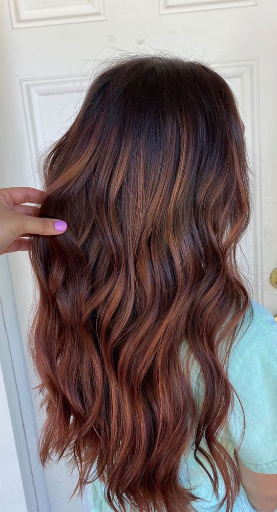 Winter Enchantment Hair Colours To Embrace The Season : Copper Brown Balayage