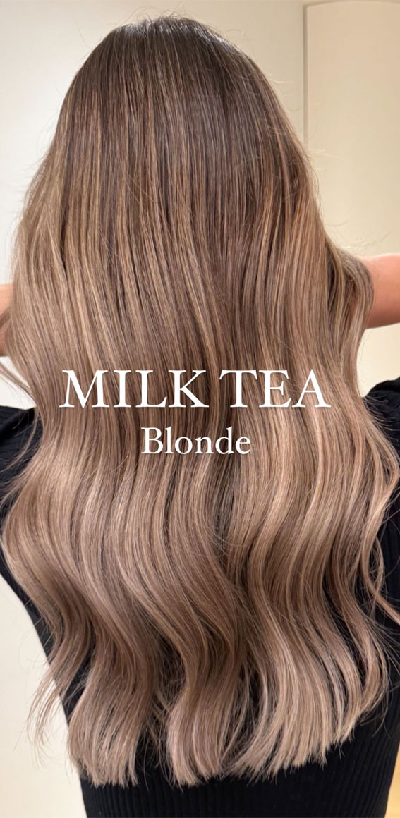 Spring-Inspired Hair Colour Ideas to Freshen Your Look : Milk Tea Blonde Long Hair