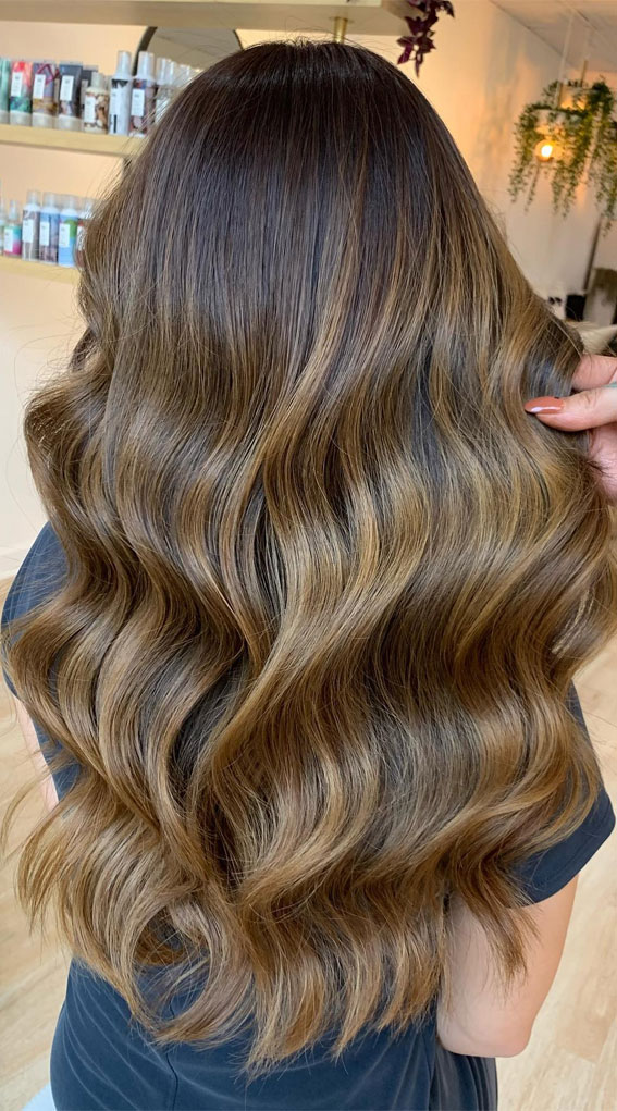 Spring-Inspired Hair Colour Ideas to Freshen Your Look : Golden Apricot Brunette Hair
