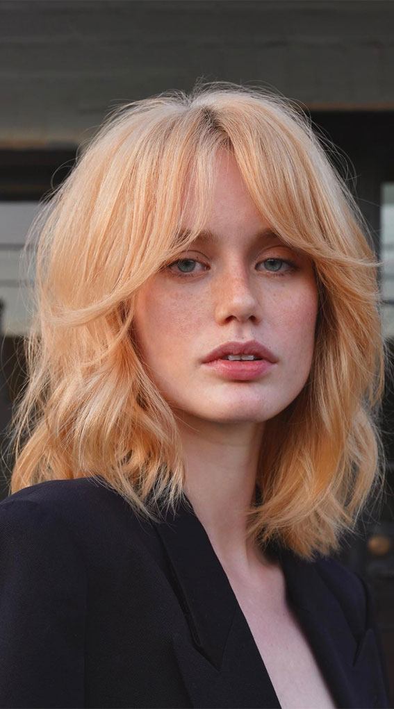 Spring-Inspired Hair Colour Ideas to Freshen Your Look : Peach Shaggy Lob