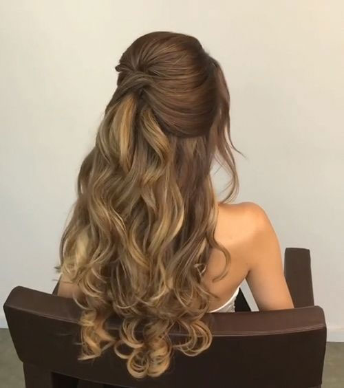 Prom Hairstyles for a Night to Remember : Smooth Glam Tousled Half Up Soft Waves