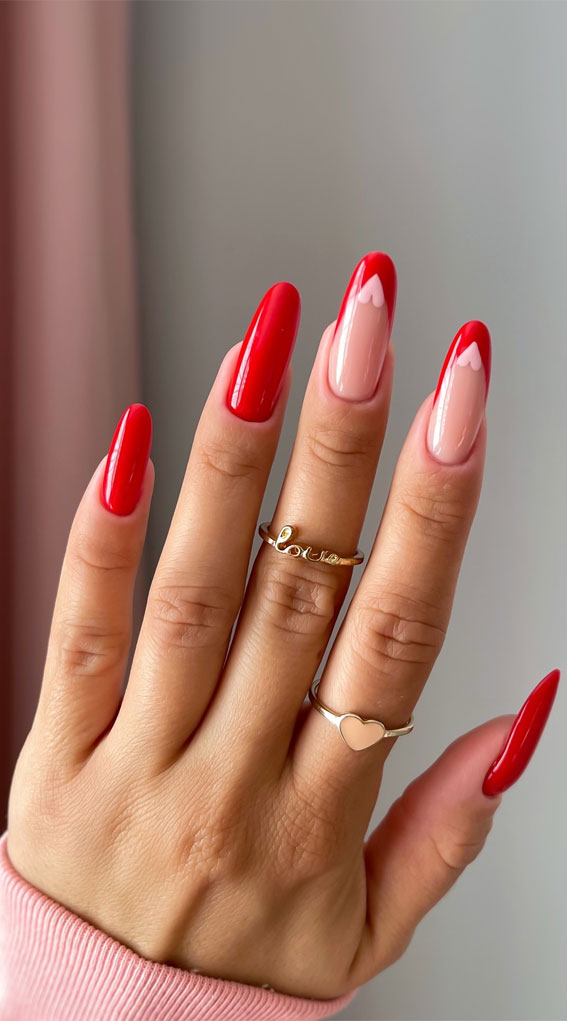 Captivating Valentine’s Day Nail Designs : Glossy Red Valentine’s Nails