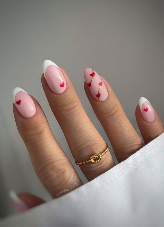 Captivating Valentine’s Day Nail Designs : Classic French with Delightful Twist